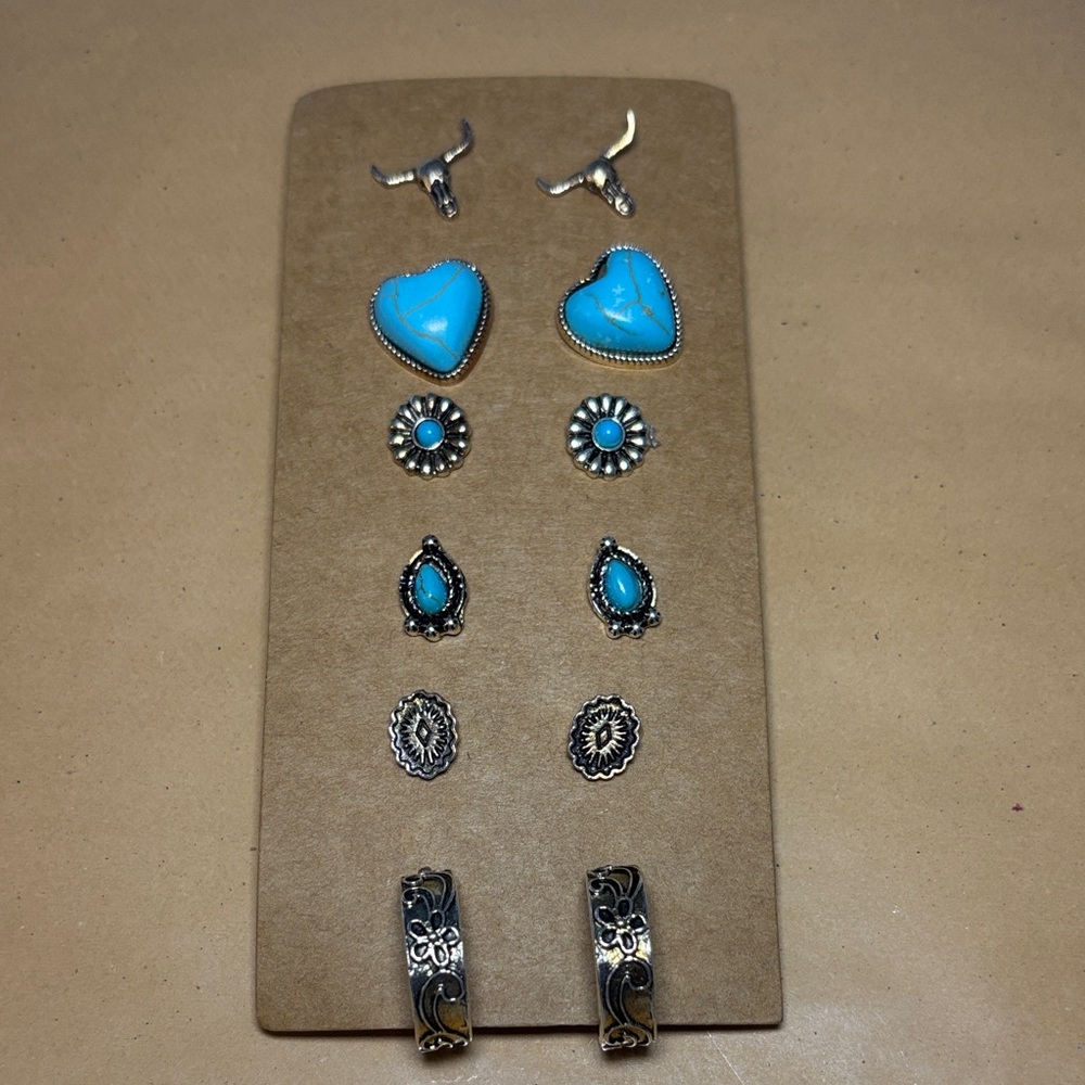 5/$25 Deal! New Turquoise and Silver Earring Set #2